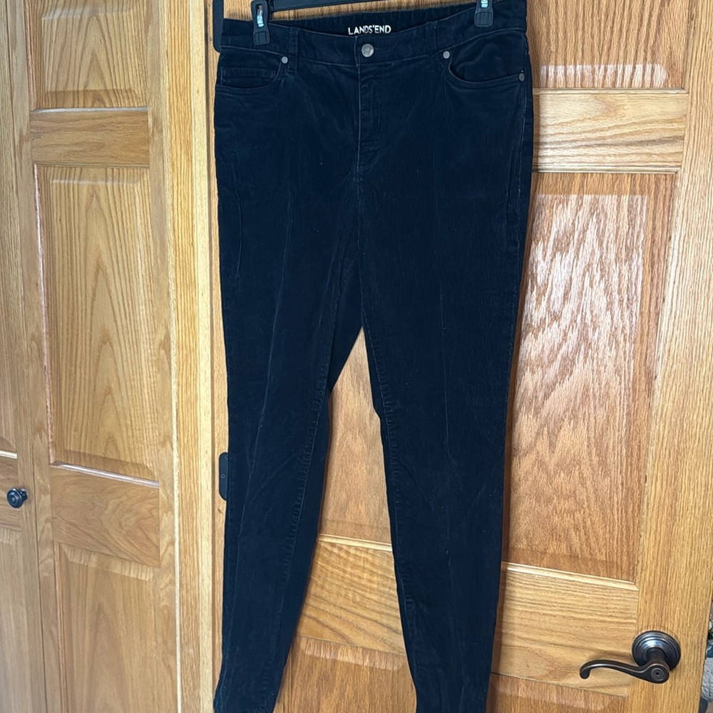 Lands End Corduroy Mid Rise Slim Fit Pants, Size 14
